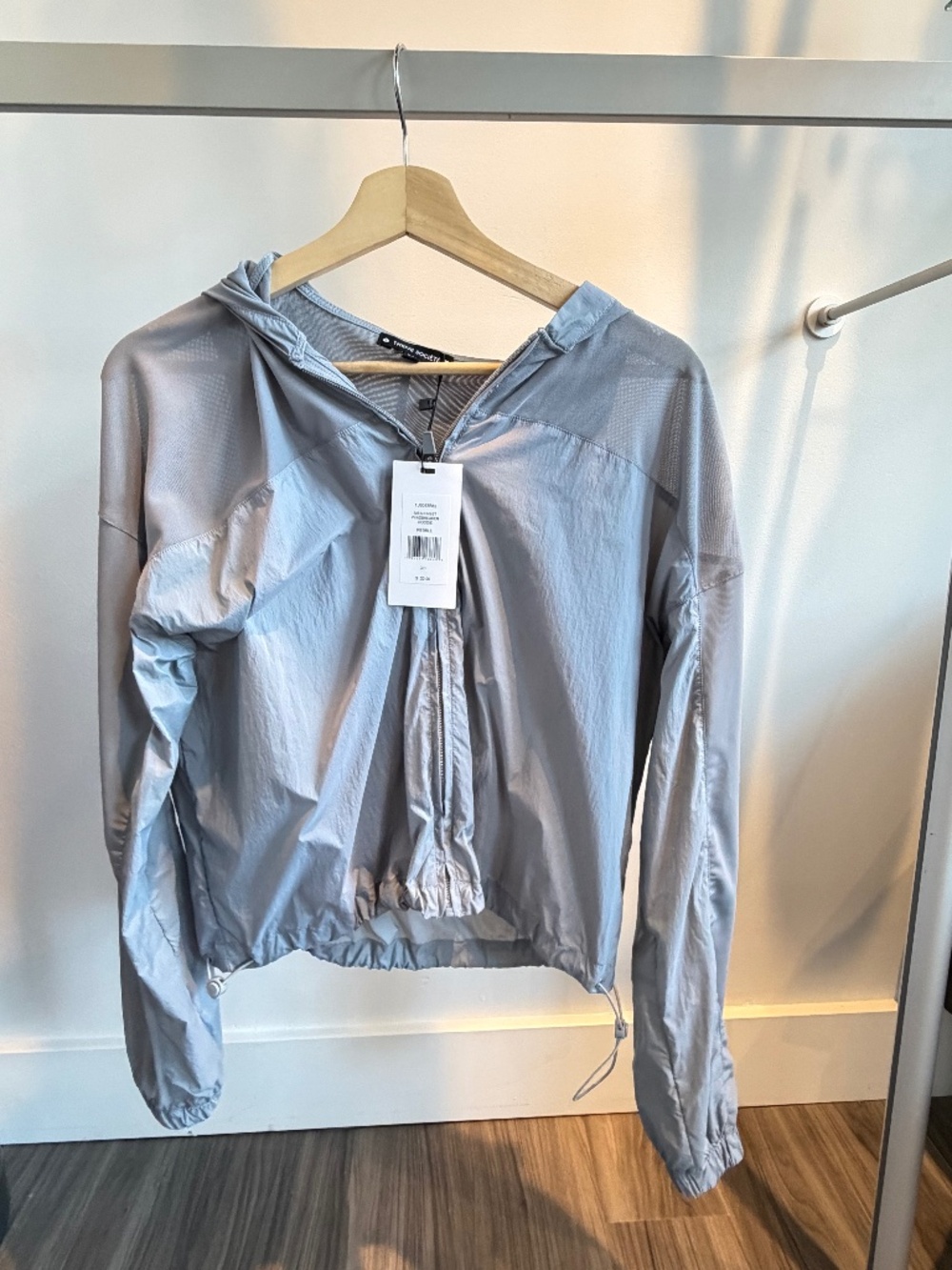 Thrive Société Mesh Inset Windbreaker Hoodie Pebble